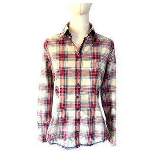 Georg Roth Los Angeles Plaid Shirt Small Contrast Cuff Floral Trim Button Down